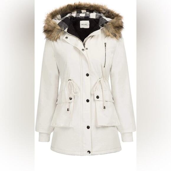 Grace Karin Jackets & Blazers - NWT Grace Karin Women's Cream Hooded Jacket W/Faux Fur hood Size M